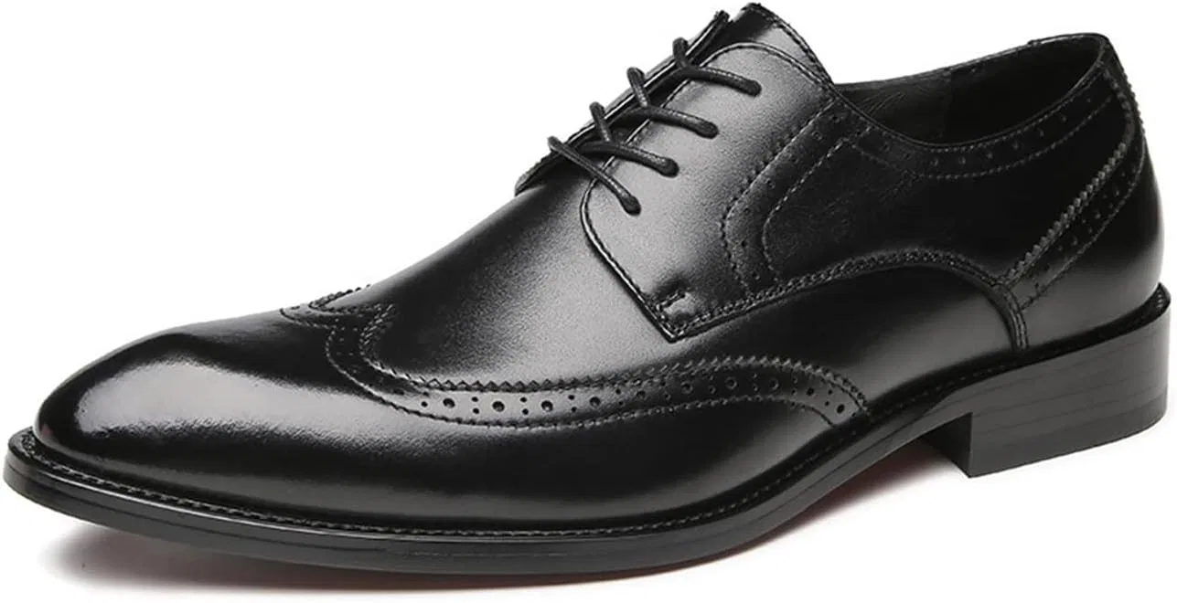 YUHAI Классическая форма Herrenschuhe zum Schnüren, Броги, Дерби, Бизнес-Kleiderschuhe, Черный-43 (UK8.5)