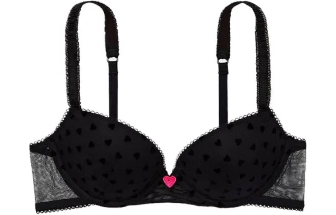 Victoria's Secret Бюстгальтер женский черный с сердечком