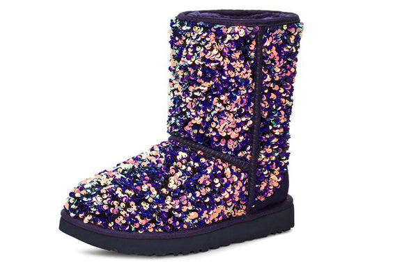 Кроссовки классические короткие звездные блестящие зимние сапоги Ugg, фиолетовый — фото 3