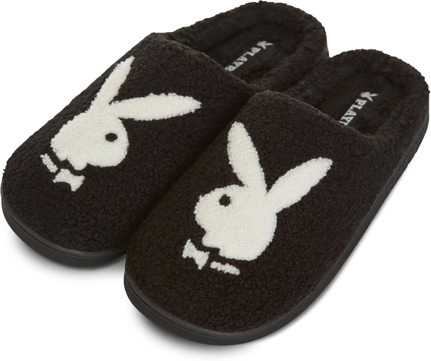 

Мужские тапочки Playboy Подарки для мужчин Экстра уютные пушистые домашние тапочки на слипоне, черный