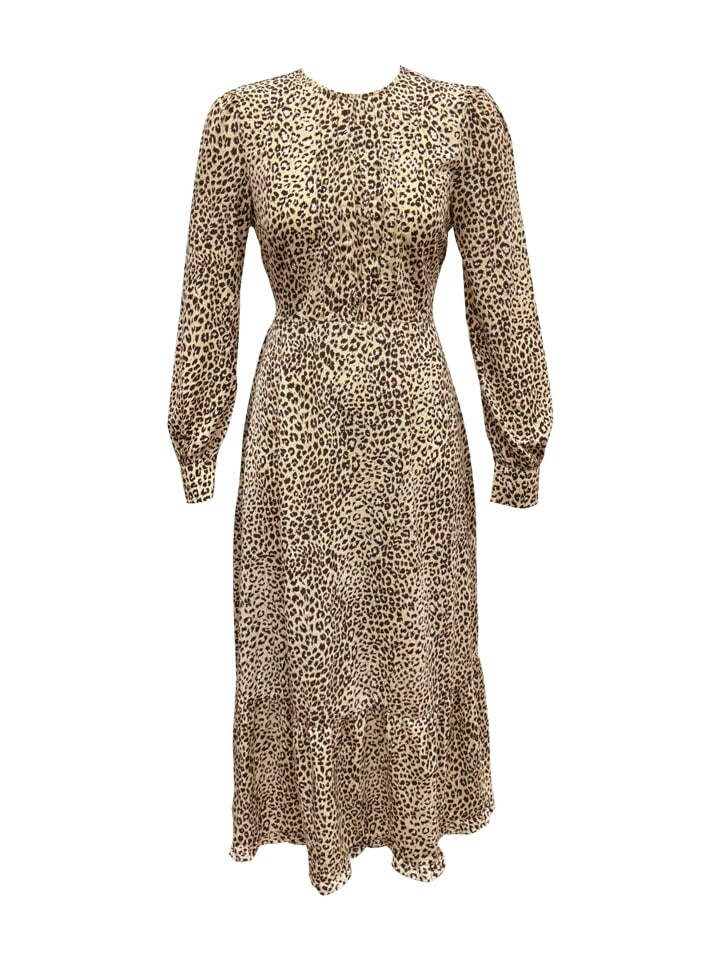 

Длинное платье GINI LONDON Maxi Gini Animal Print Long Sleeve Midaxi, бежевый