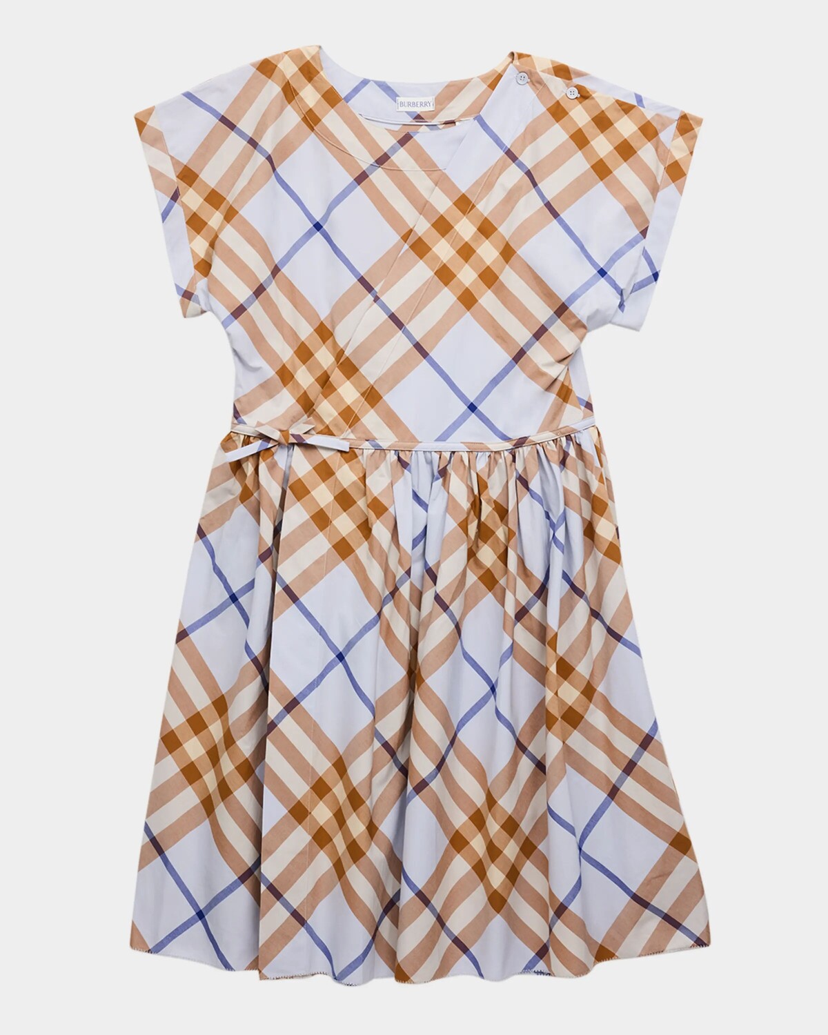 

Платье-трапеция Anorra в клетку для девочек, размер 3–14 Burberry, цвет Slate Blue Check