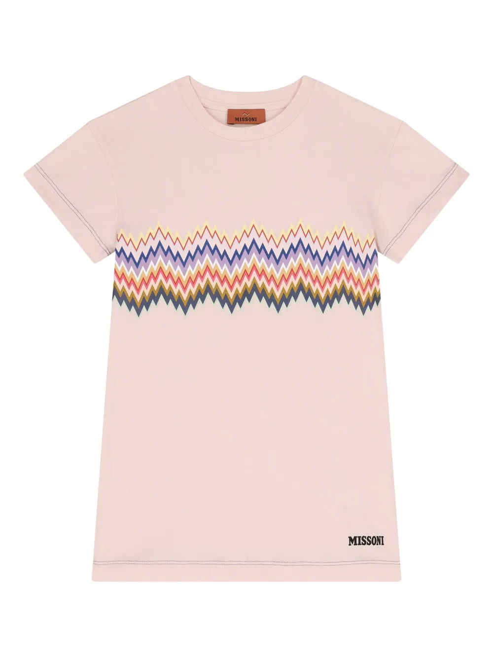 

Платье-футболка с принтом зигзаг Missoni Kids, розовый