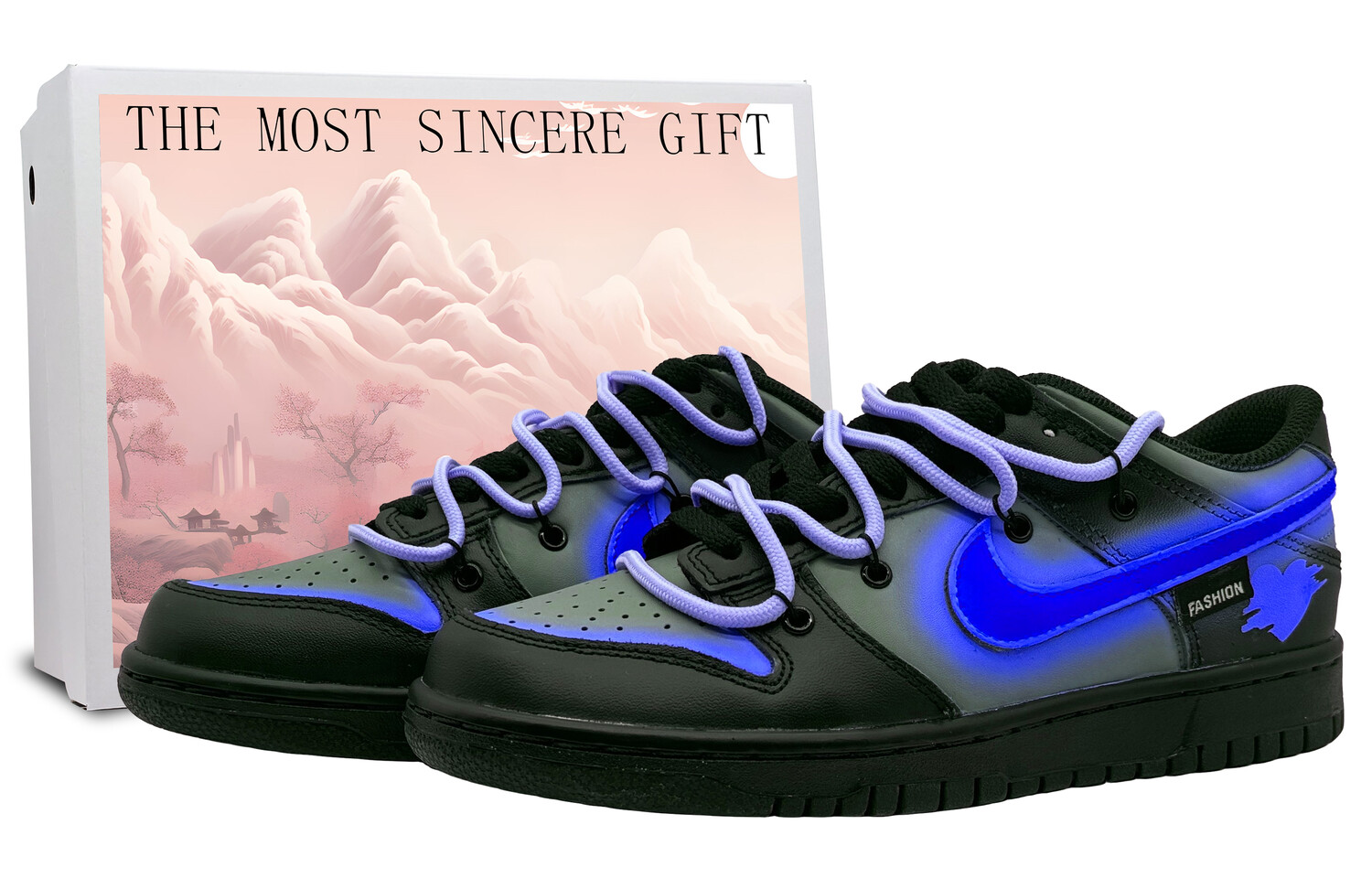 

Кроссовки Nike Dunk Skateboarding Shoes Women's Low-top Black, синий