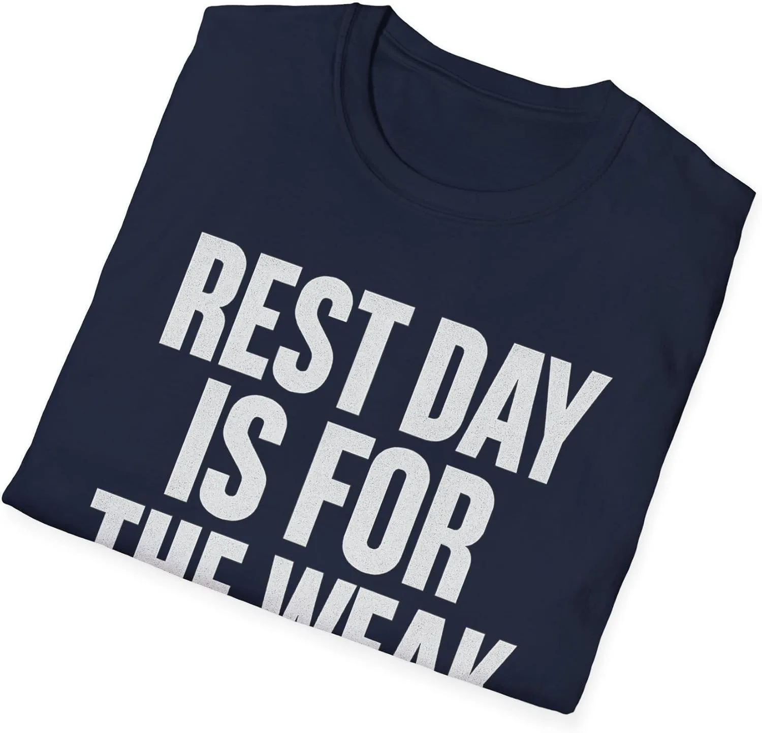 Футболка для фитнеса с мотивационной надписью "Rest Day is for The Weak", спортивная одежда, тренировочная майка, повседневный спортивный топ GENERIC, темно-синий — фото 4