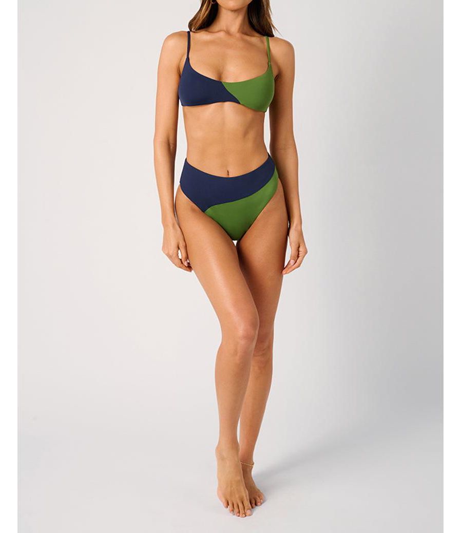 

Женские брюки с высокой посадкой и цветовыми блоками WeWoreWhat, Mid blue/basil