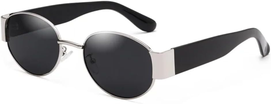 

Солнцезащитные очки с защитой UV400 | Овальные и круглые линзы в стиле стимпанк с градиентом | Для женщин и мужчин, для занятий спортом на открытом воздухе и вождения DSVIGF, C2 Silver Black