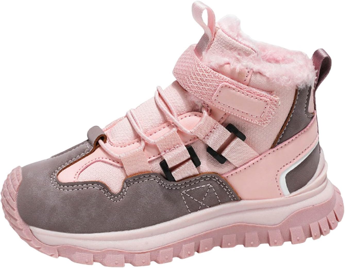 

Зимние ботинки для девочек IWIHMIV, утепленные, для улицы, повседневные, комфортные, с противоскользящей подошвой, хлопковые ботильоны, ботинки для мальчиков для походов, Pink