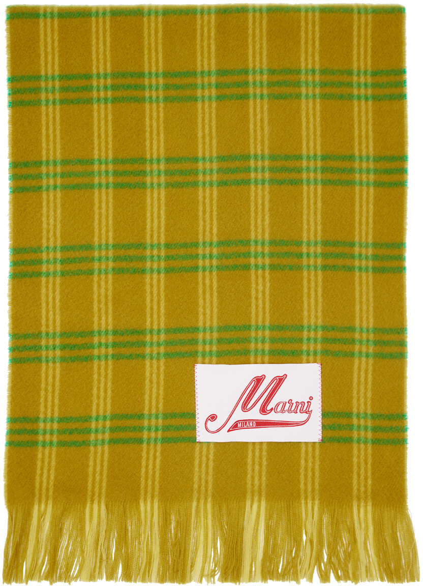 

Шарф цвета хаки в клетку Marni