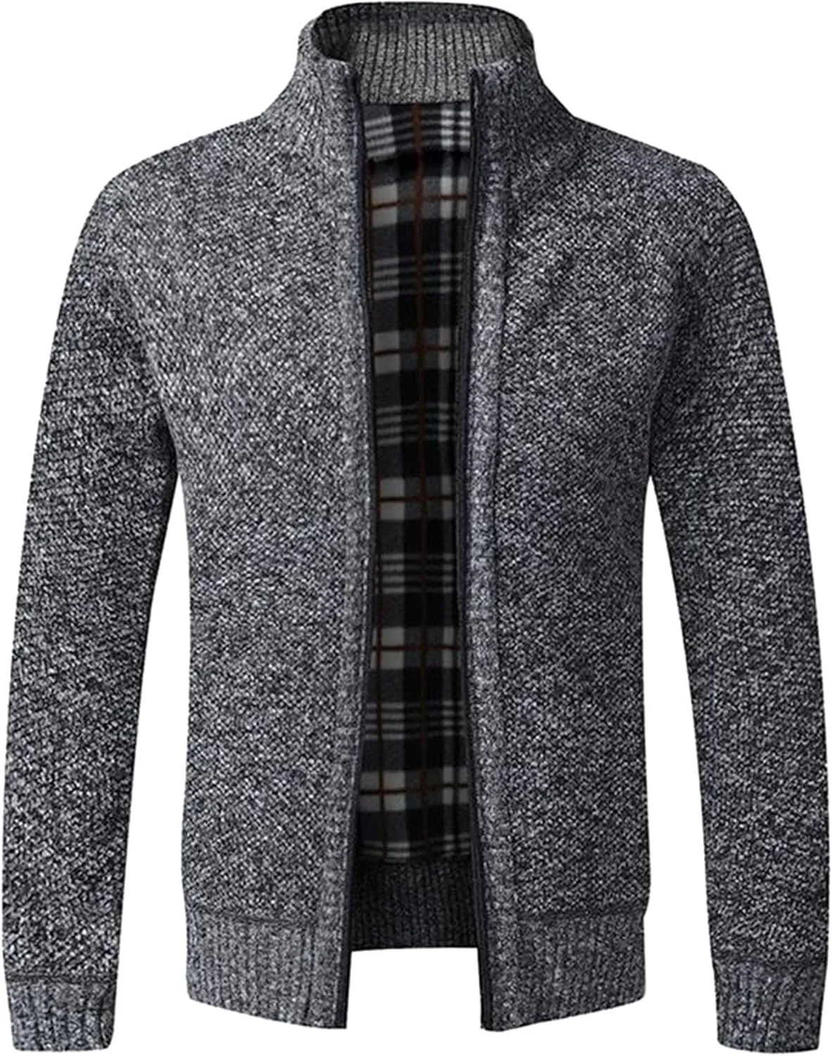 

Мужской кардиган Maiyifu-GJ с полной застежкой-молнией, воротником-стойкой, утепленный флисом, облегающий, зимний