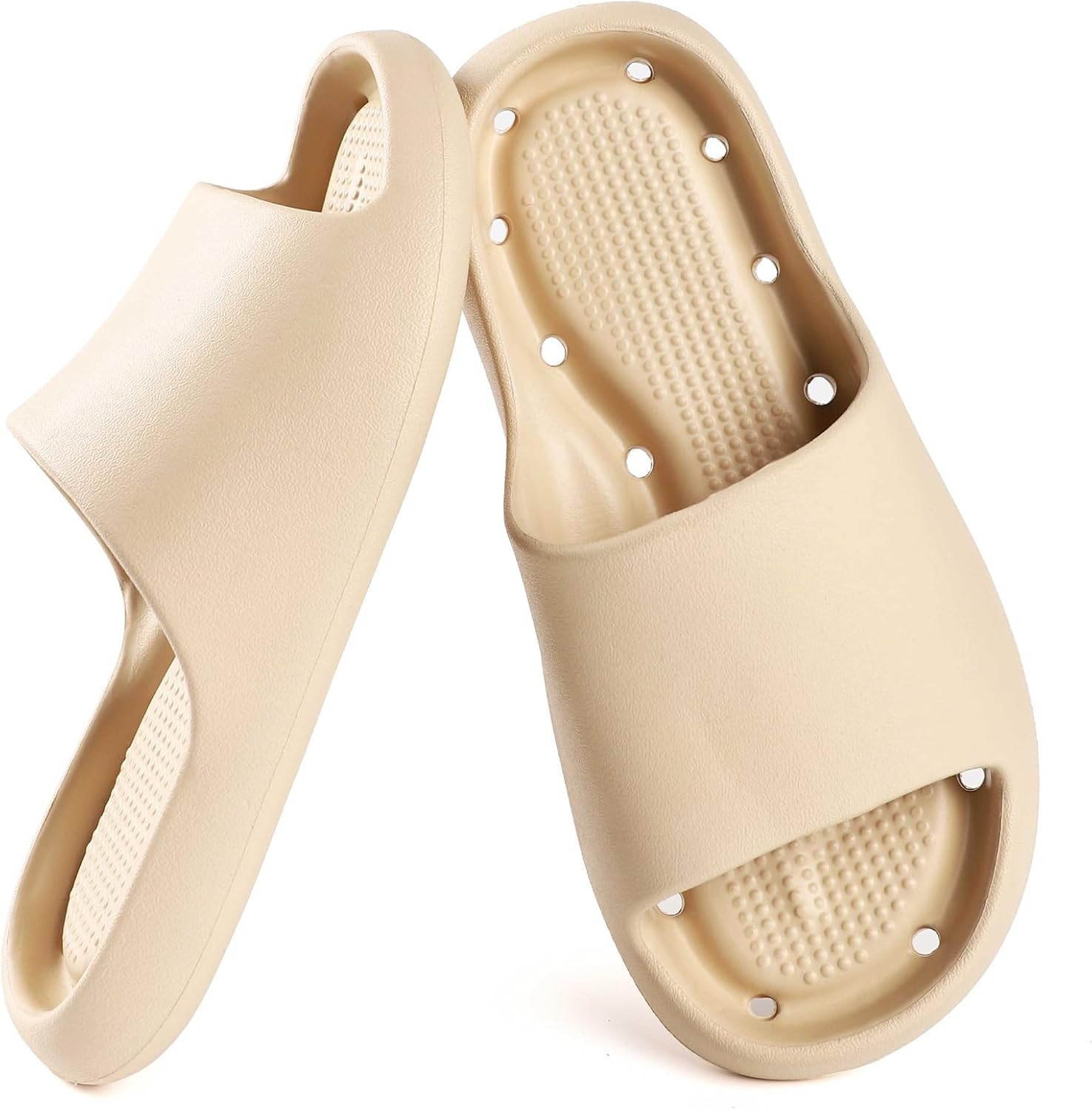 

Шлепанцы GETOEU для душа для женщин и мужчин, массажные сандалии с мягкой амортизацией, бежевый