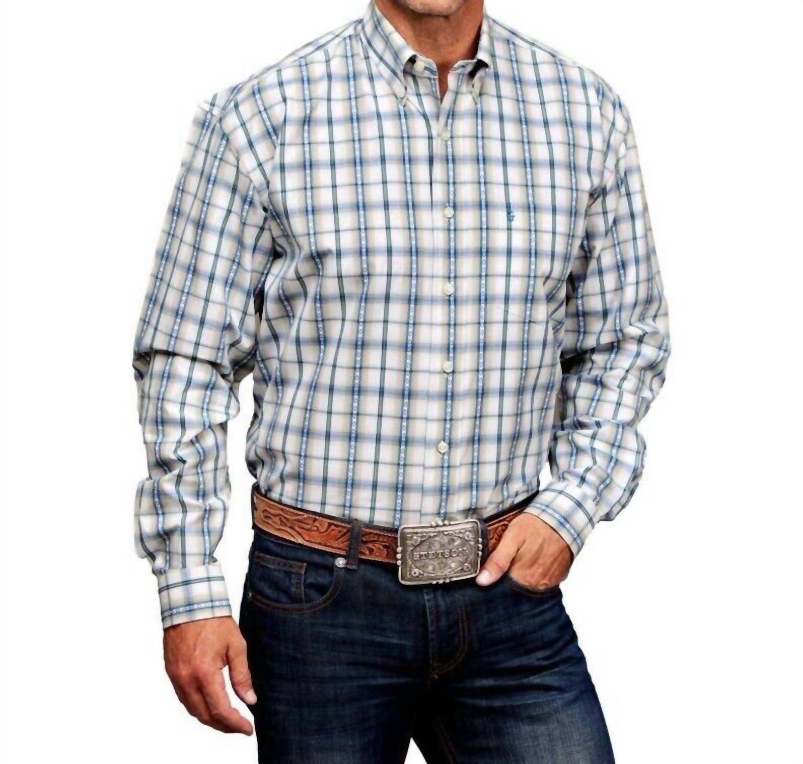 

Мужская рубашка Stetson Classic Fit Plaid в синем цвете
