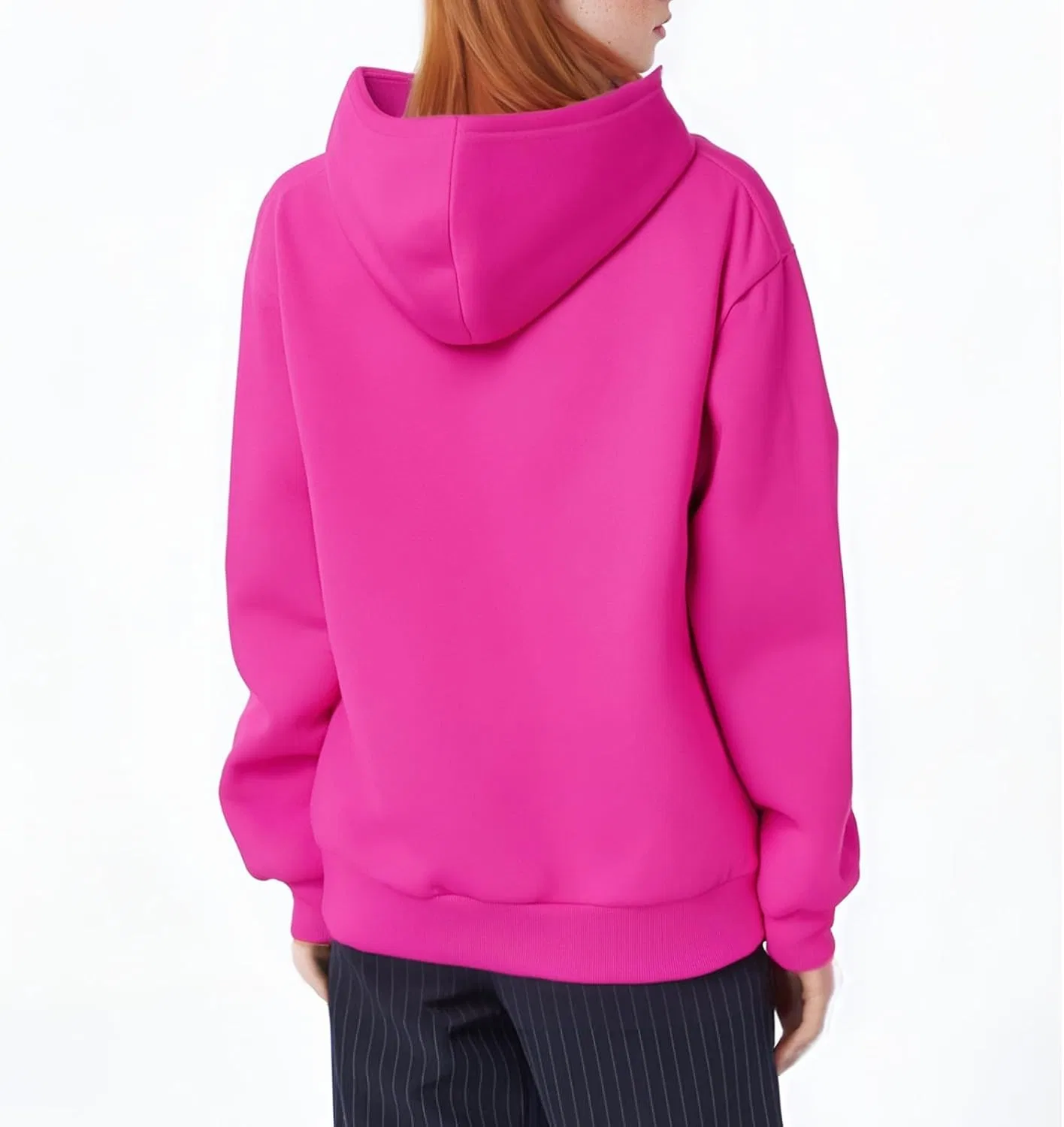 Толстовка женская оверсайз, длинный рукав, свободный крой, Hot Pink — фото 4