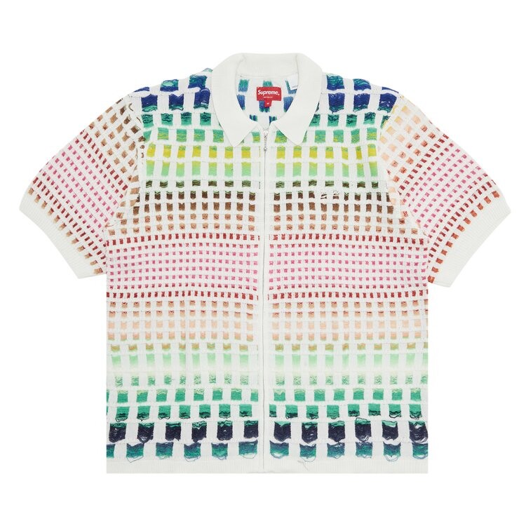 

Поло Supreme Gradient Grid Zip Up 'Natural', белый