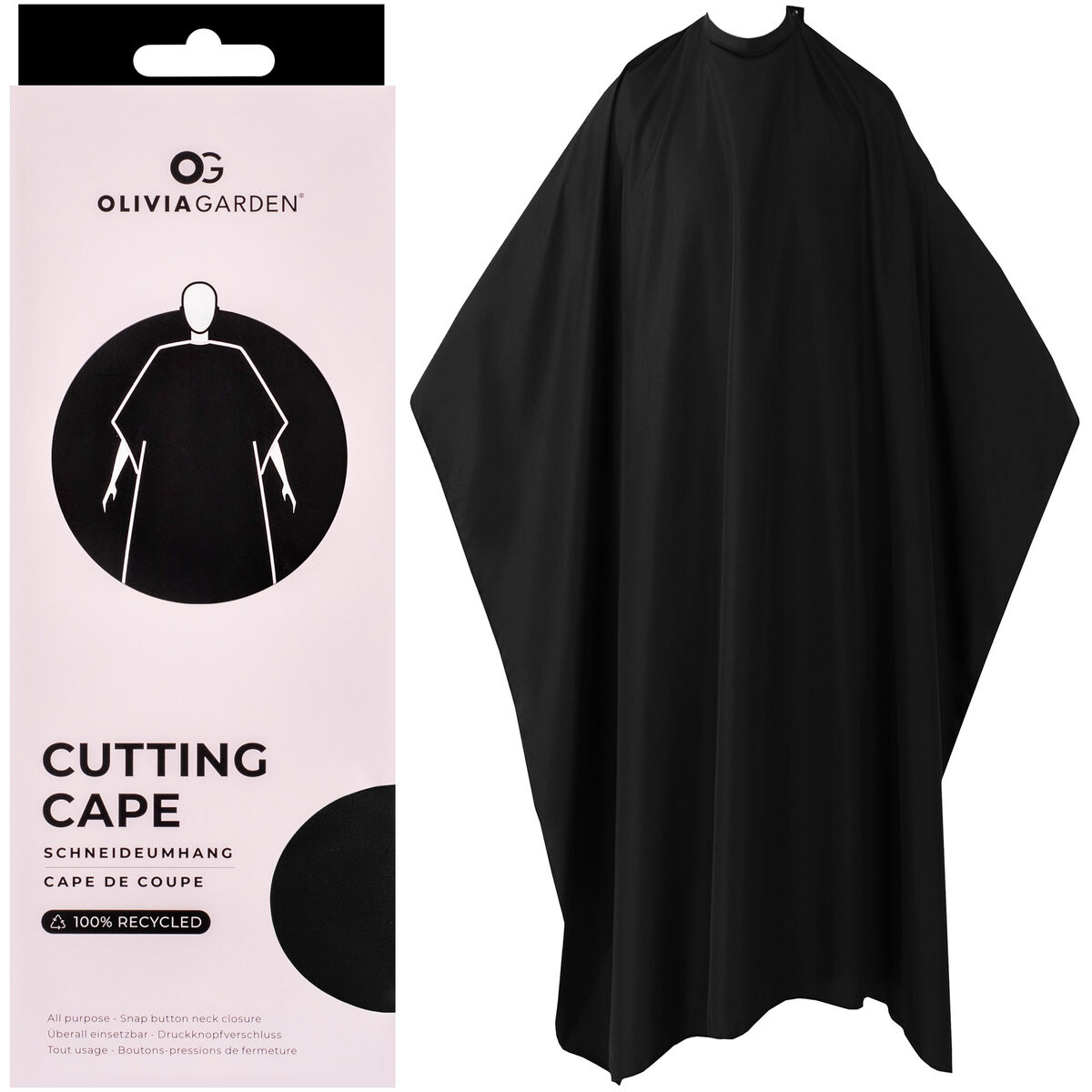 

Olivia Garden, Cutting Cape, Водонепроницаемая парикмахерская накидка из экологического материала, Черный