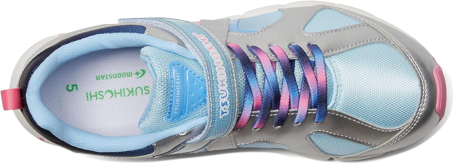 Детские кроссовки TSUKIHOSHI Rainbow Kids - с застежкой на ремешок, пригодные для стирки в машине, с широкой носочной частью и противоскользящими, немаркими подошвами, для детей 4-12 лет, серебро — фото 2