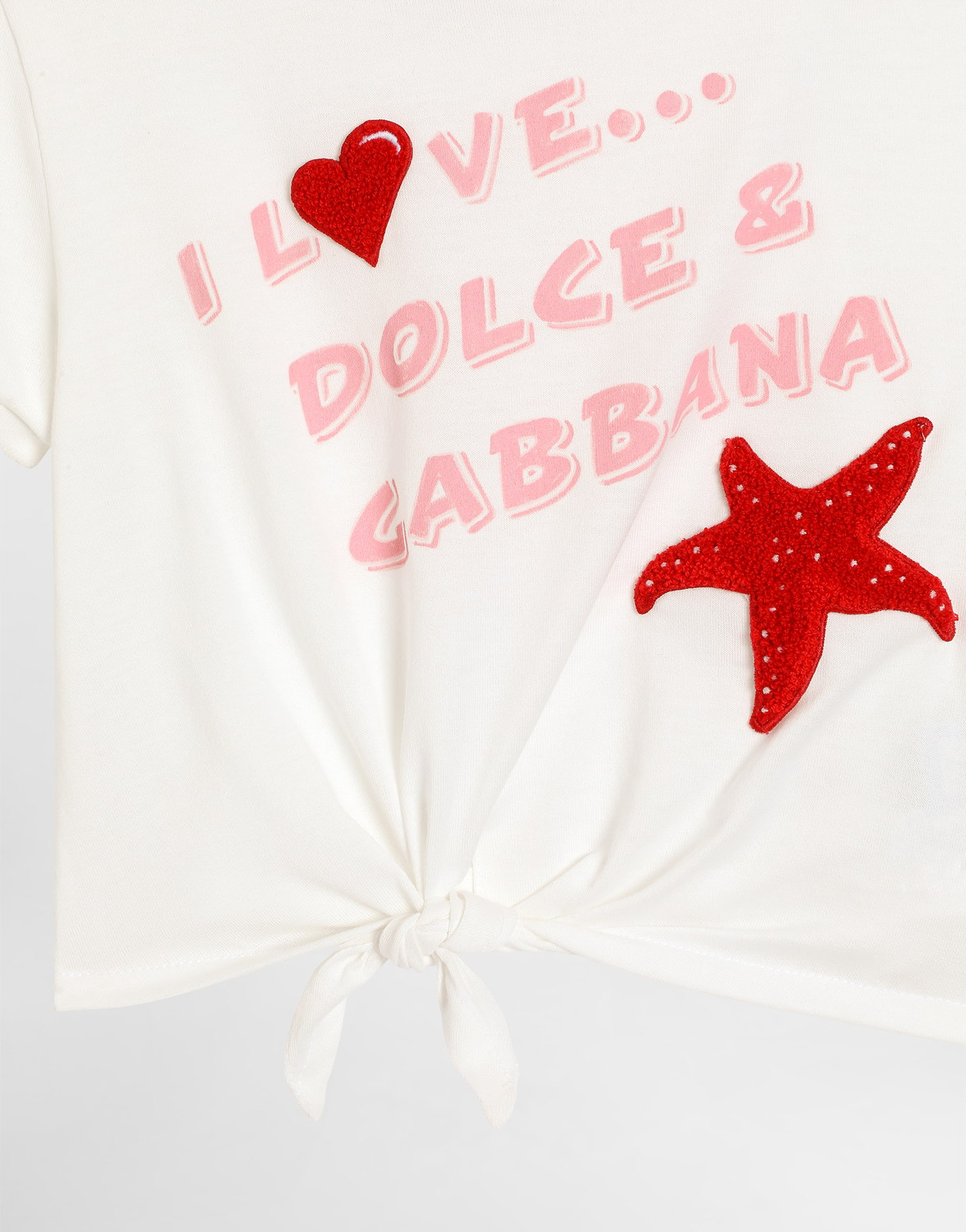 Футболка из джерси с принтом и аппликацией из махры DOLCE & GABBANA, белый — фото 4