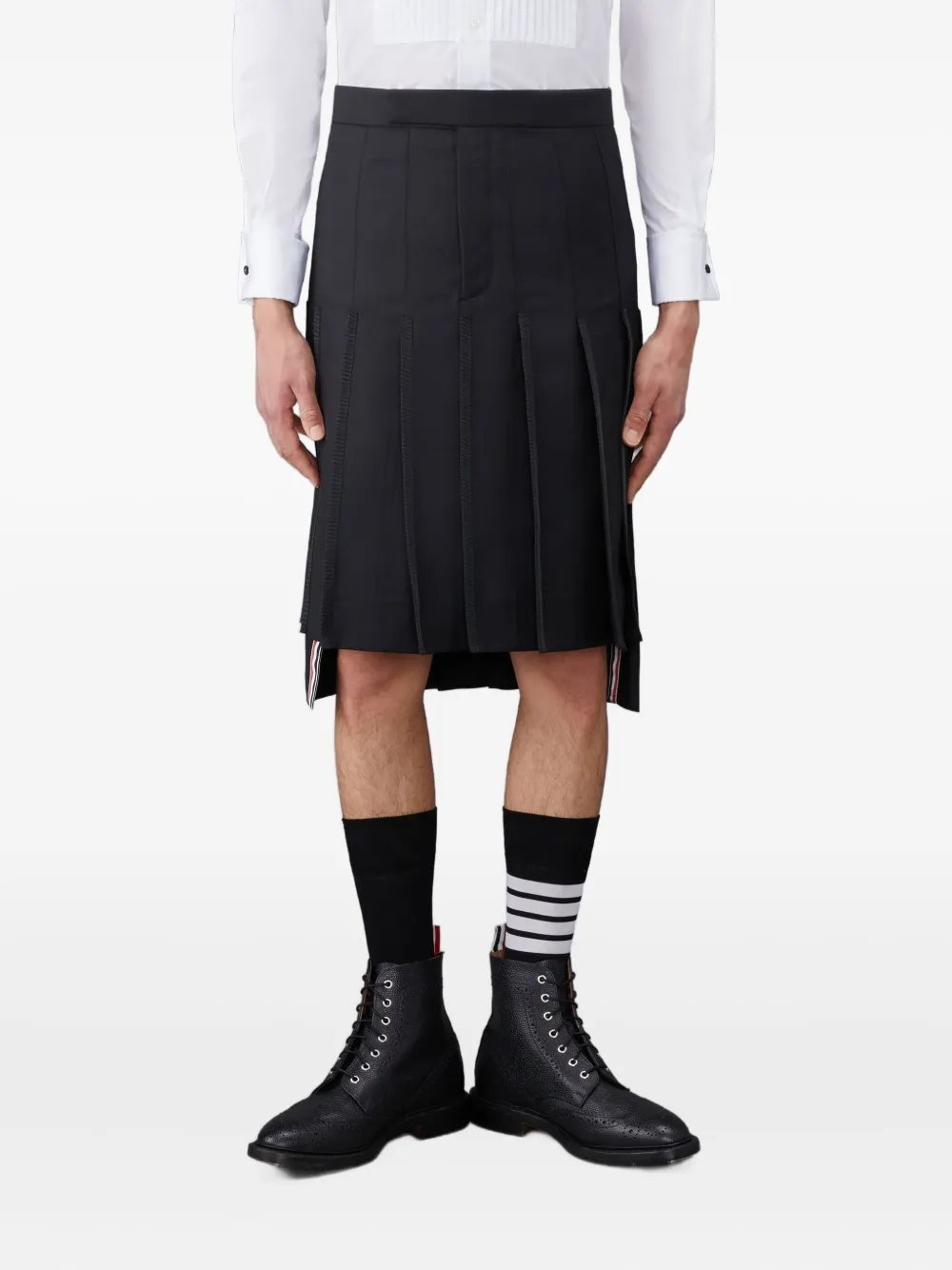 

Юбка с плиссировкой на бретелях сзади THOM BROWNE, черный