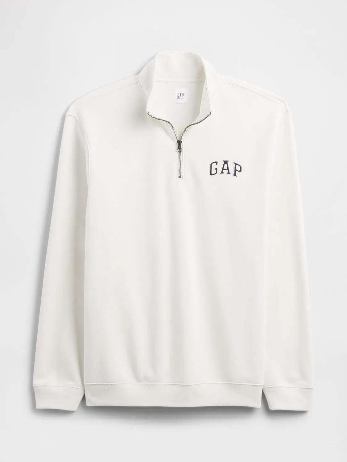 Мужской пуловер GAP Heritage Logo с воротником-стойкой на молнии до середины груди, Carls Stone — фото 4