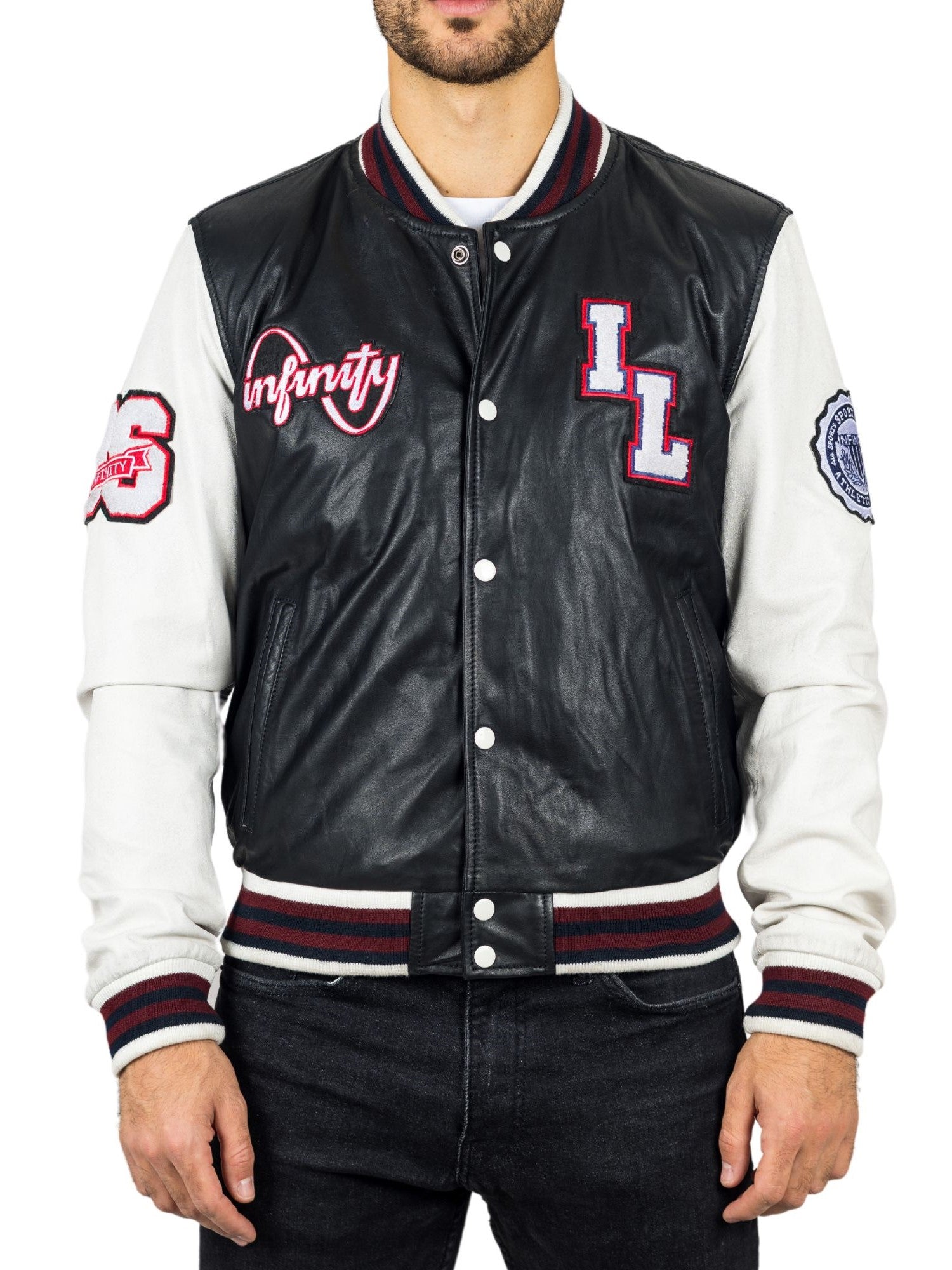 

Куртка-бомбер из натуральной кожи Baseball Letterman Coat TruClothing, черный