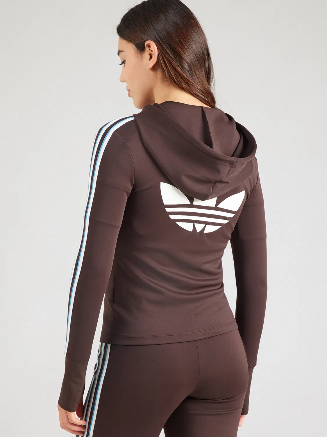 Худи на молнии Adidas Originals Trefoil, коричневый — фото 3