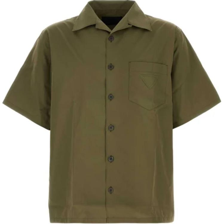 

Короткая рубашка с коротким рукавом на пуговицах PRADA, зеленый