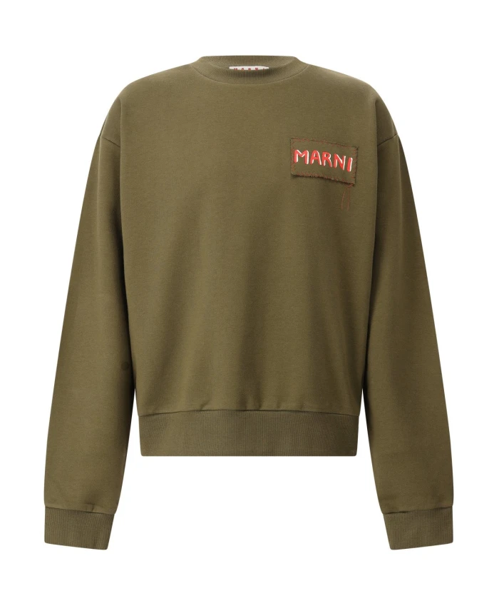 

Хлопковый пуловер с логотипом, классический крой. Marni, зеленый