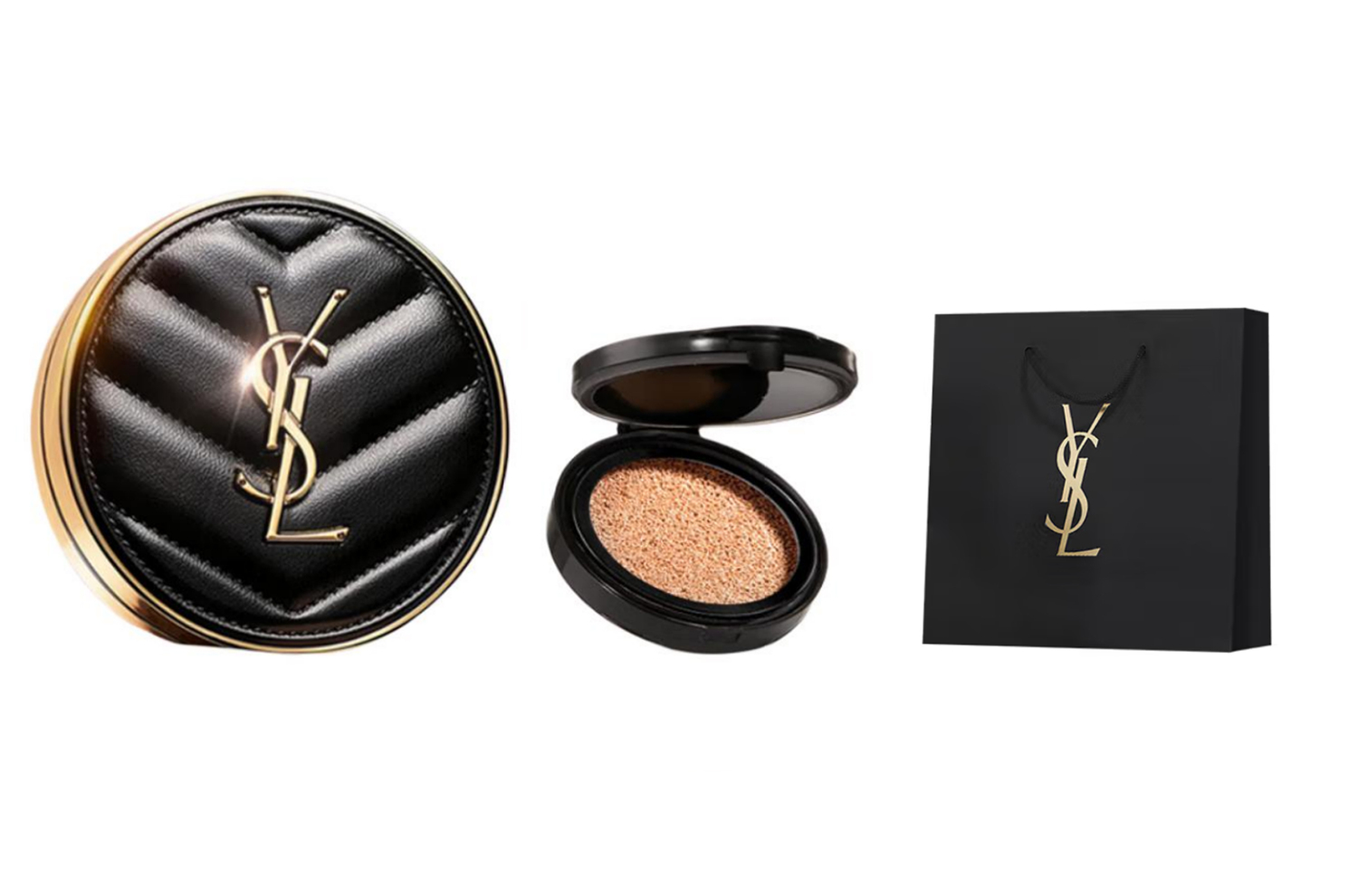 

Набор косметики для женщин SAINT LAURENT, #B20 Natural Skin 14g+Refill 14g+черный Shopping Bag