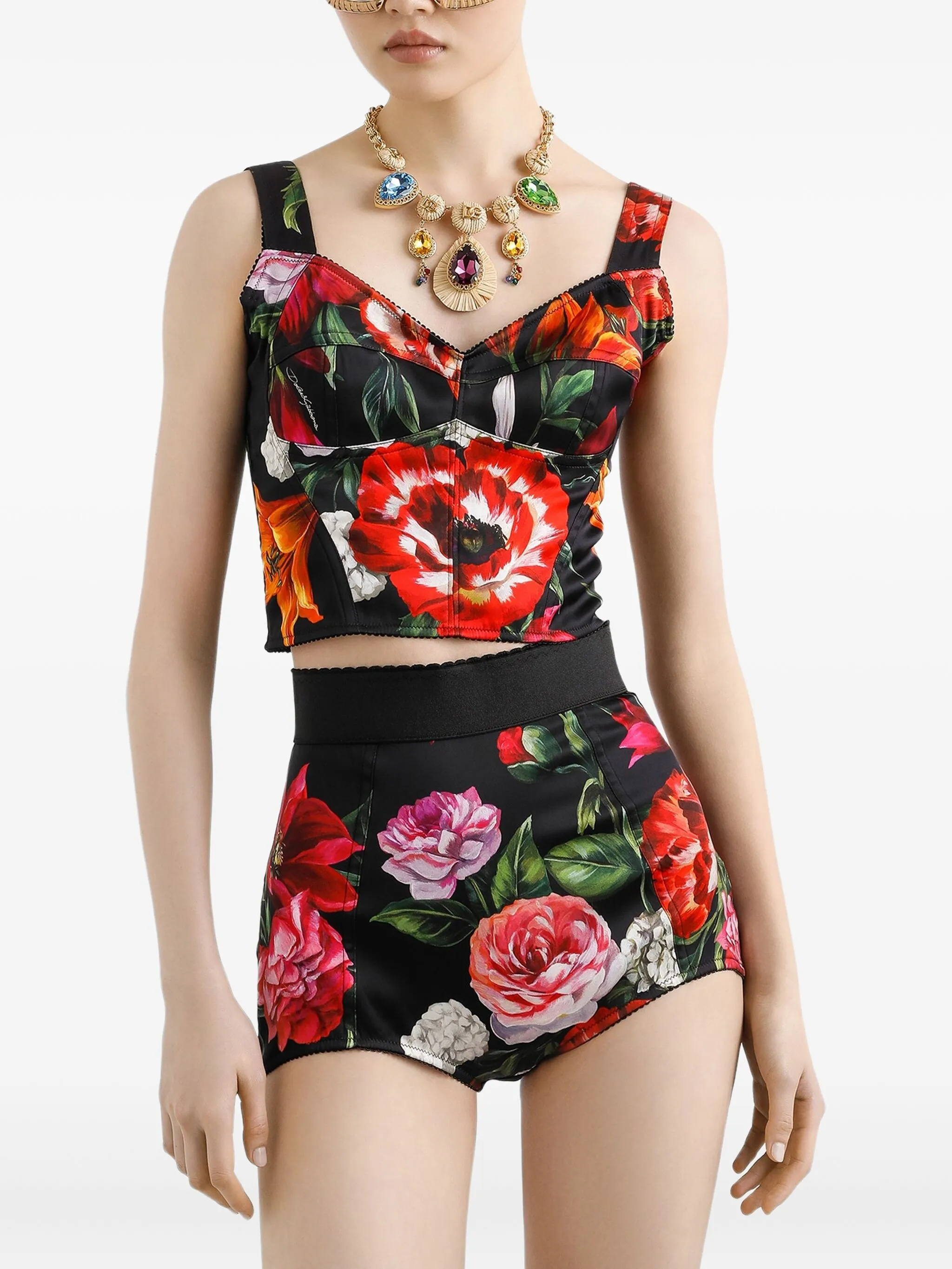 Шорты с цветочным принтом Dolce & Gabbana, черный — фото 4