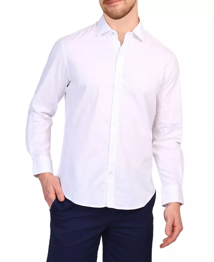 

Мужская рубашка с длинным рукавом в клетку Windowpane Tailorbyrd, белый