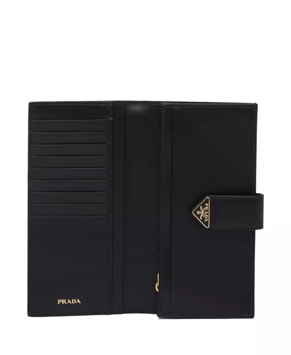 Большой кошелек из сафьяновой и гладкой кожи. Prada, черный — фото 2