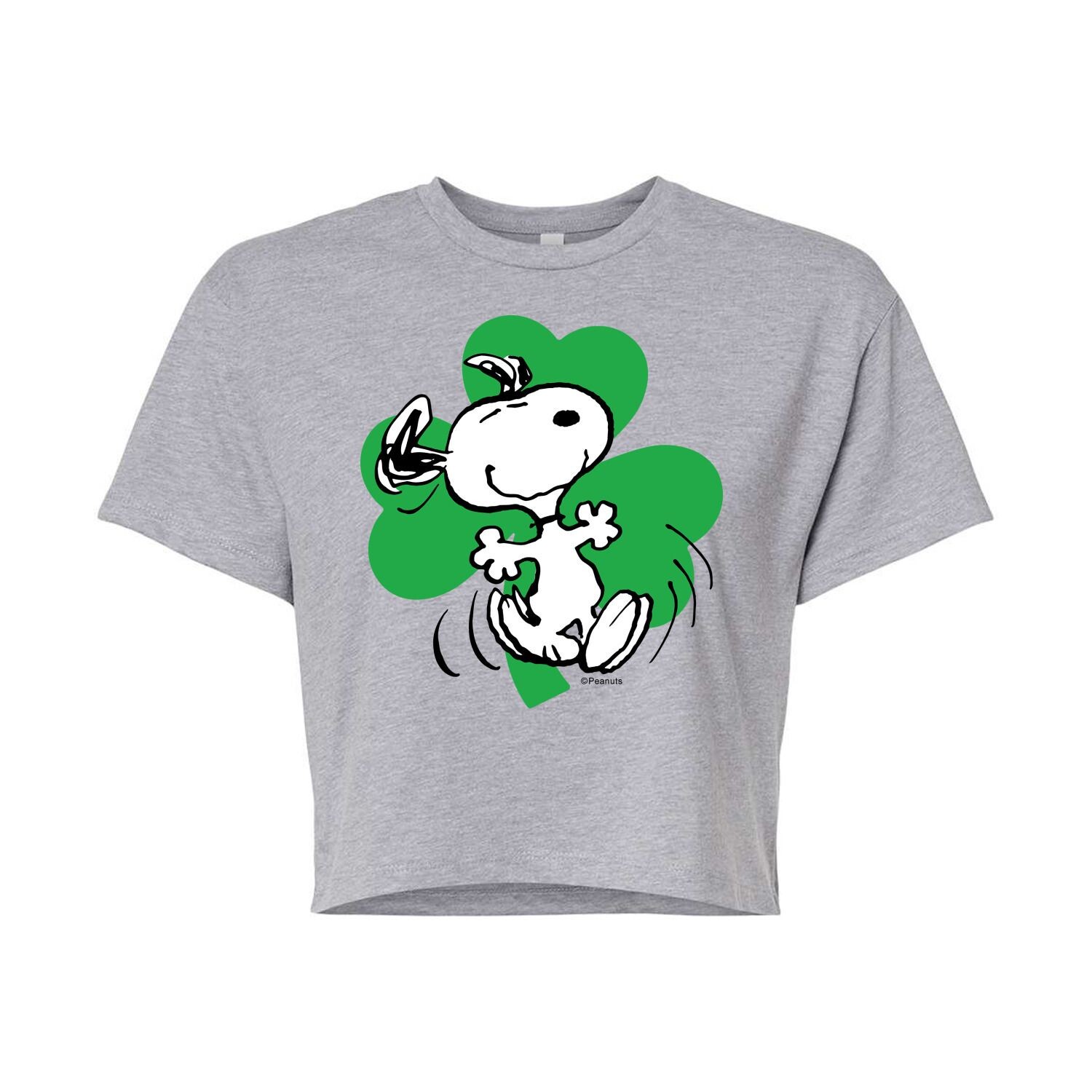 

Укороченная футболка Juniors' Peanuts Snoopy Shamrock Licensed Character, серый