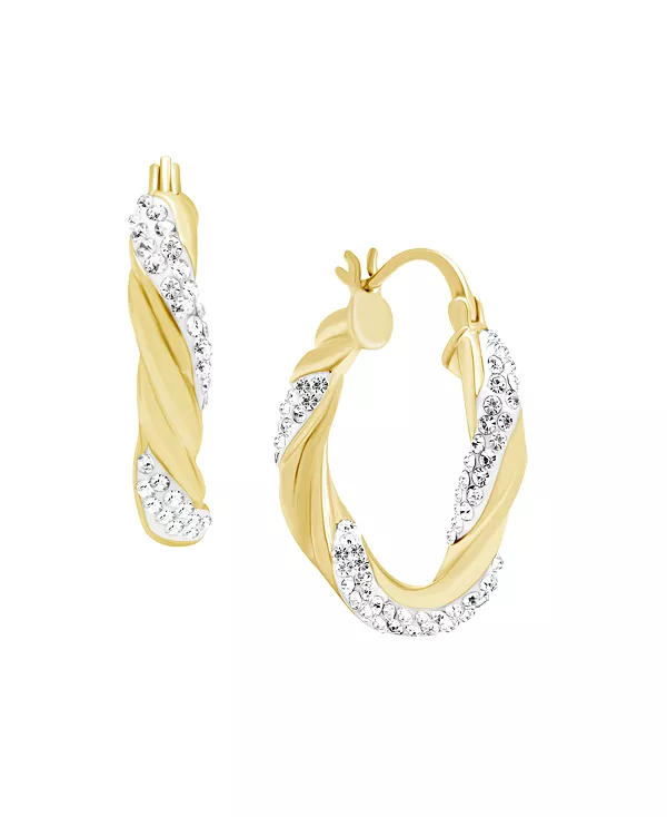 

Серьги-Кольца с закрученной верхней частью из прозрачного хрусталя, посеребренные или позолоченные Essentials, gold