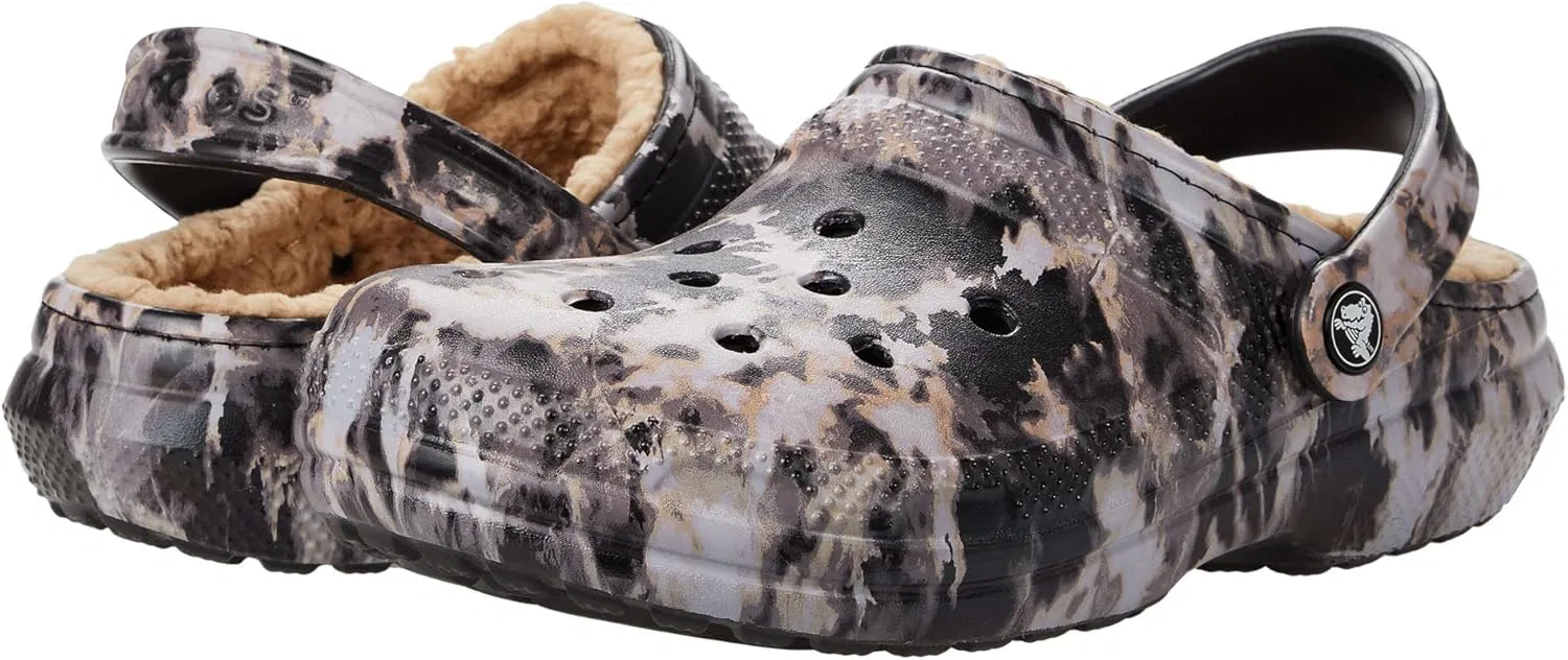 Классические сабо Crocs унисекс с подкладкой и эффектом тай-дай, Black Bleached Dye — фото 2