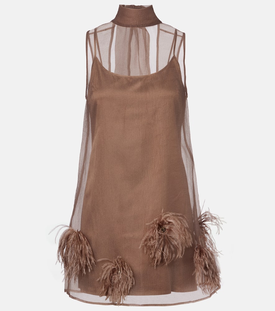 

Мини-платье Albee с перьями Staud, Truffle