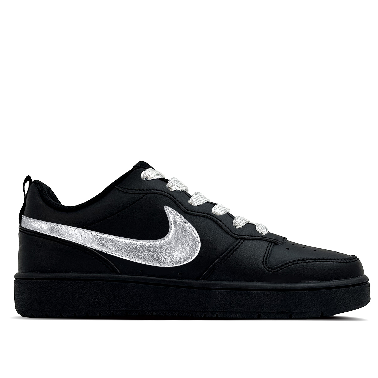 Nike Court Borough Dark Silver Кожаные Устойчивые к истиранию и скольжению низкие детские скейтбординг кроссовки Silver — фото 3