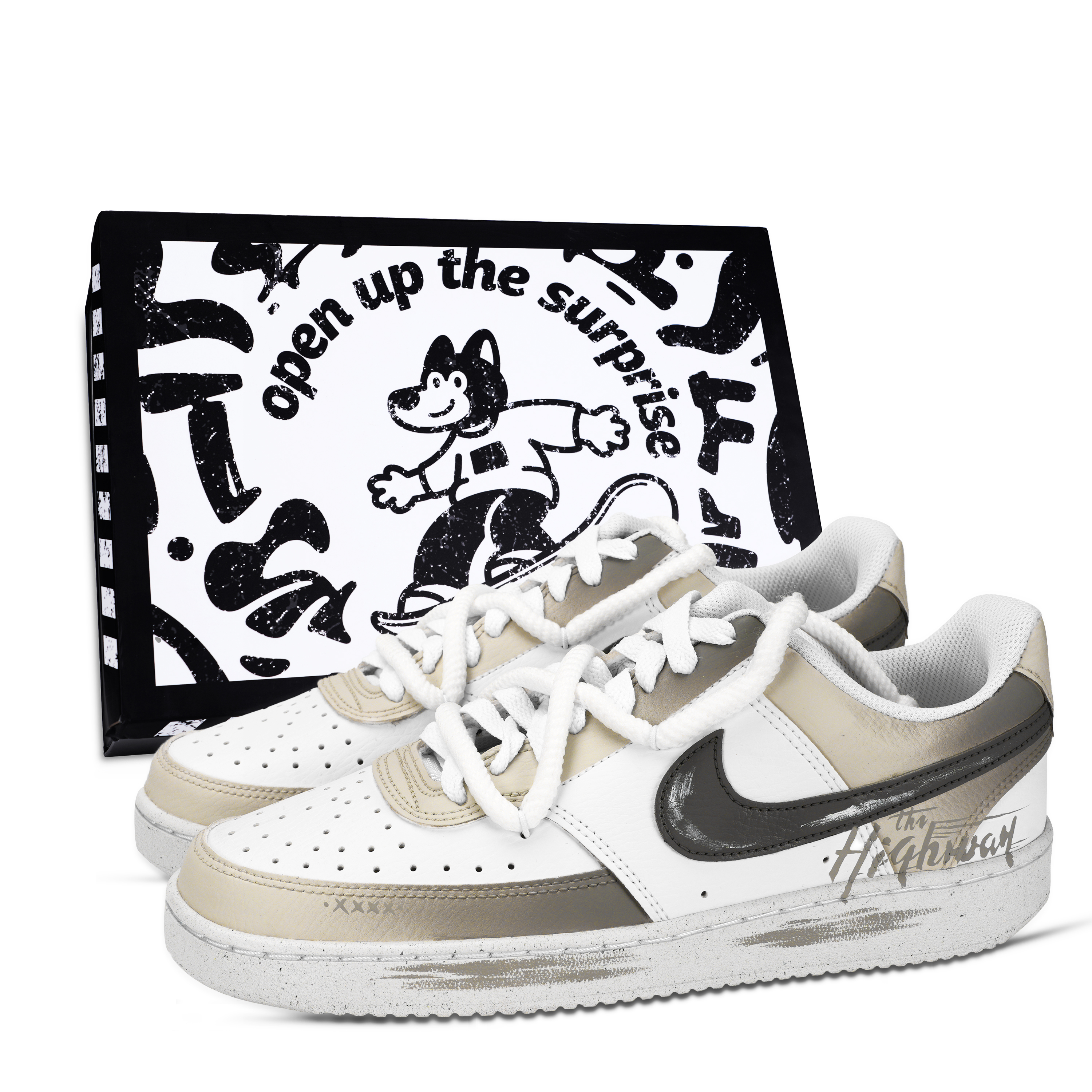 

Nike Кроссовки для скейтборда Court Vision 1 Speed Graffiti, износостойкие, низкие, мужские, белые, серые, желтые