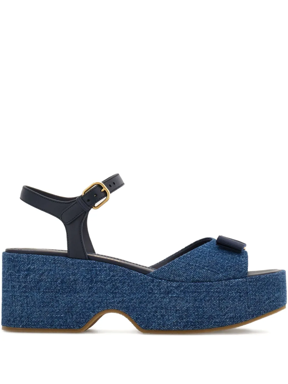 Босоножки на платформе с бантом Ferragamo, синий