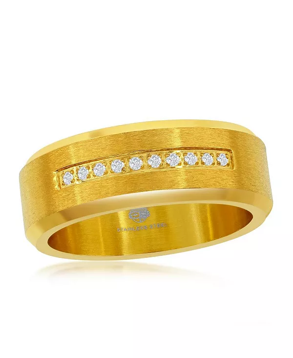 

Кольцо с фианитами из нержавеющей стали, позолоченное Metallo, gold