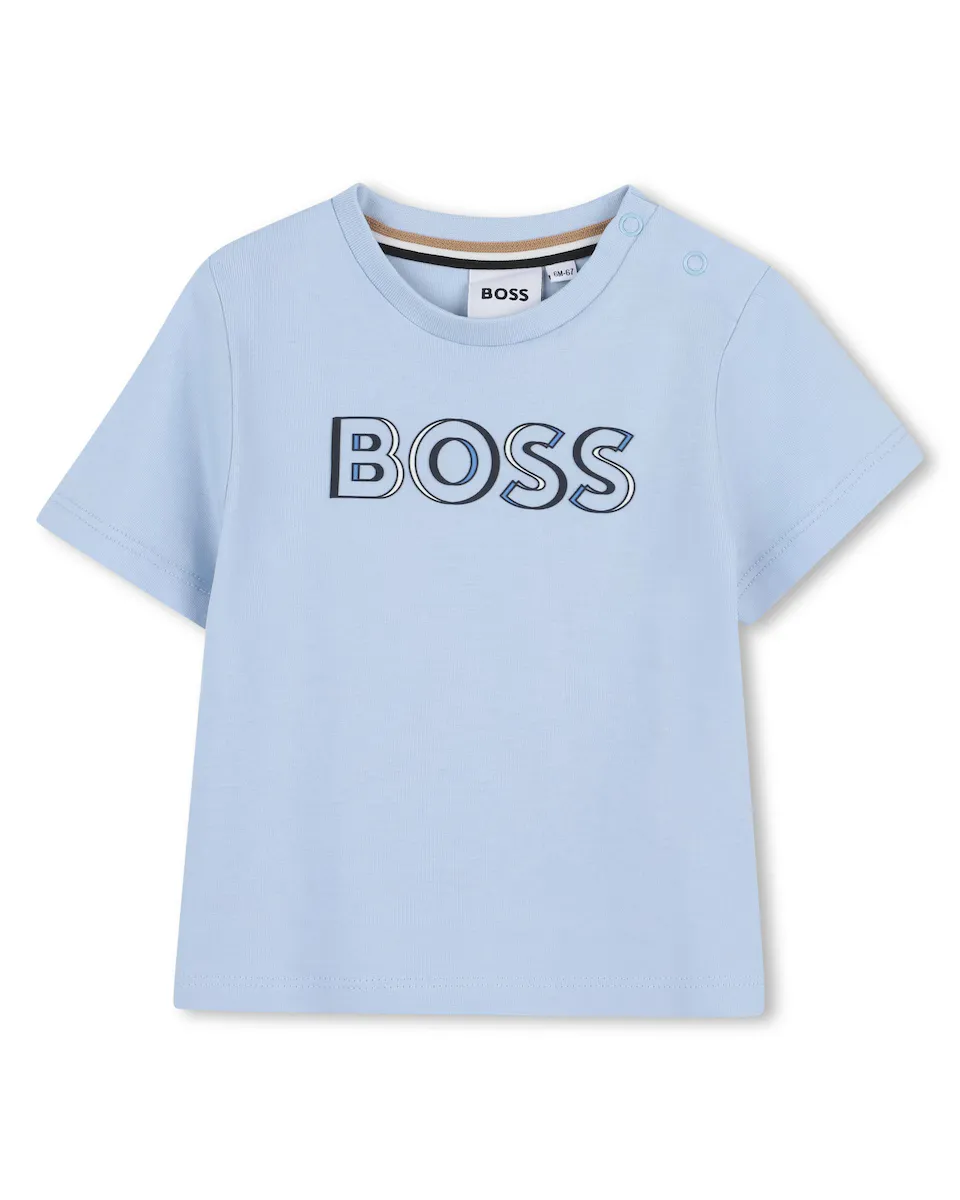 

Футболка для мальчика в синем хлопковом цвете BOSS Kidswear, бирюзовый