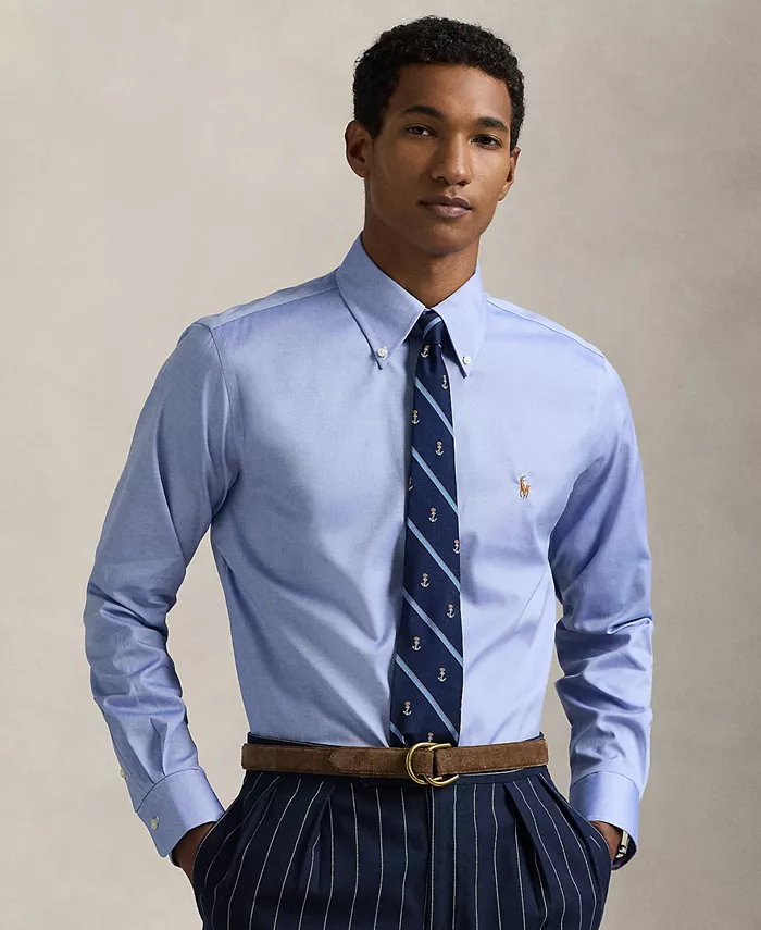 

Мужская классическая рубашка Pinpoint Oxford Polo Ralph Lauren, синий