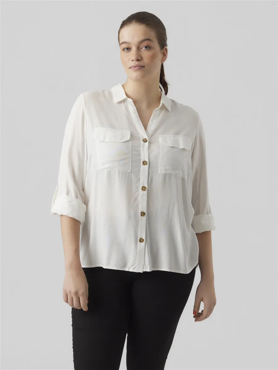 

Блузка-рубашка Vero Moda Curve "VMBUMPY L/S SHIRT NEW CURVE GA NOOS", белый