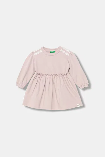 Платье расклешенное хлопковое United Colors of Benetton, розовый