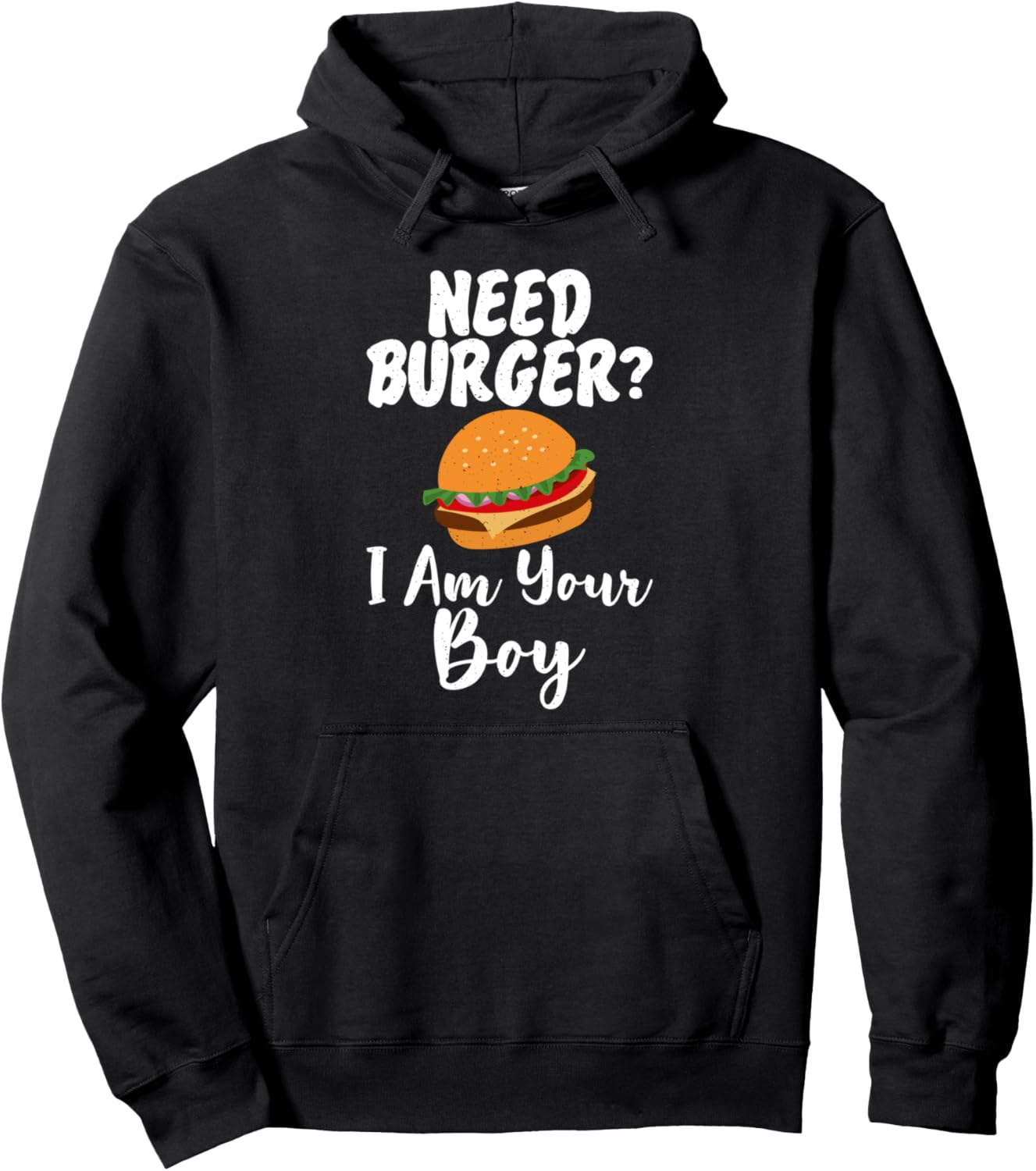 

Толстовка с надписью Нужен бургер Я ваш парень! (Fast Food Hoodie) Burger Lover Gift, черный
