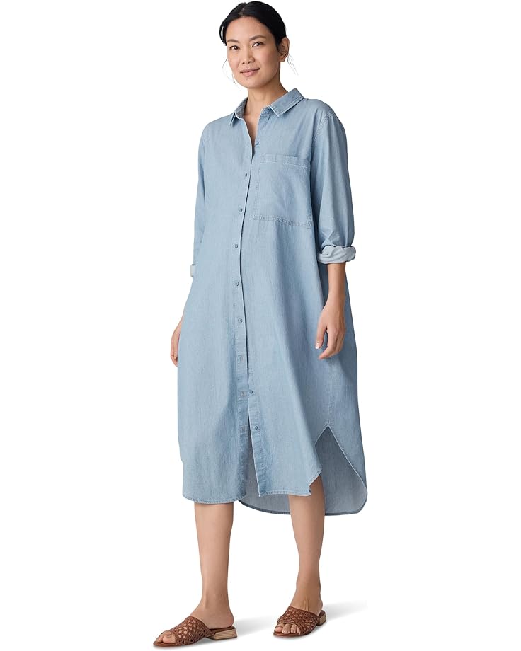 

Платье Eileen Fisher Classic Collar Dress, цвет Washed Indigo