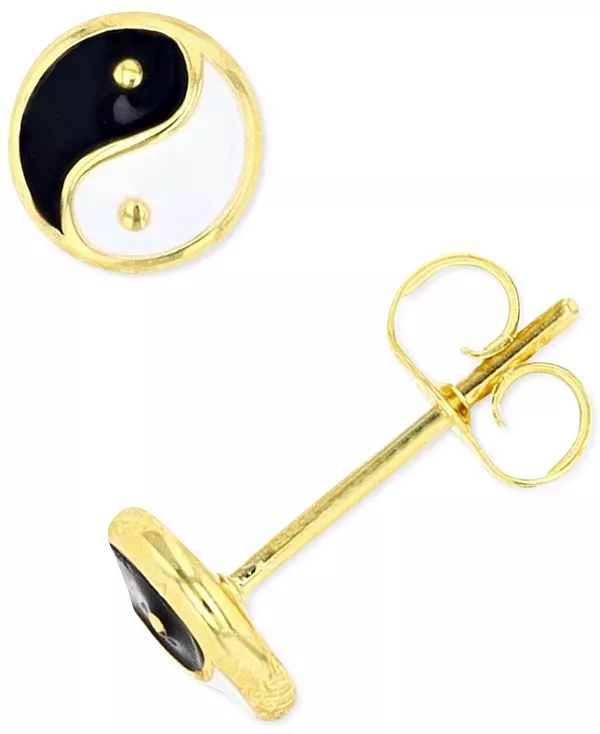 

Серьги-Гвоздики «Инь-Ян» из стерлингового серебра или 14-каратного золота поверх стерлингового серебра Macy'S, gold
