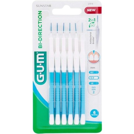

Двунаправленные межзубные щетки, 6 шт., 0,9 мм, синие, Gum