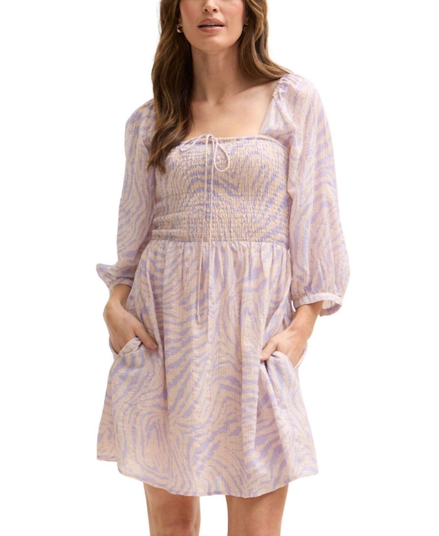 

Женское мини-платье Lucy с присборенным лифом и принтом в банановую клетку Lily and Lionel London, Light pink