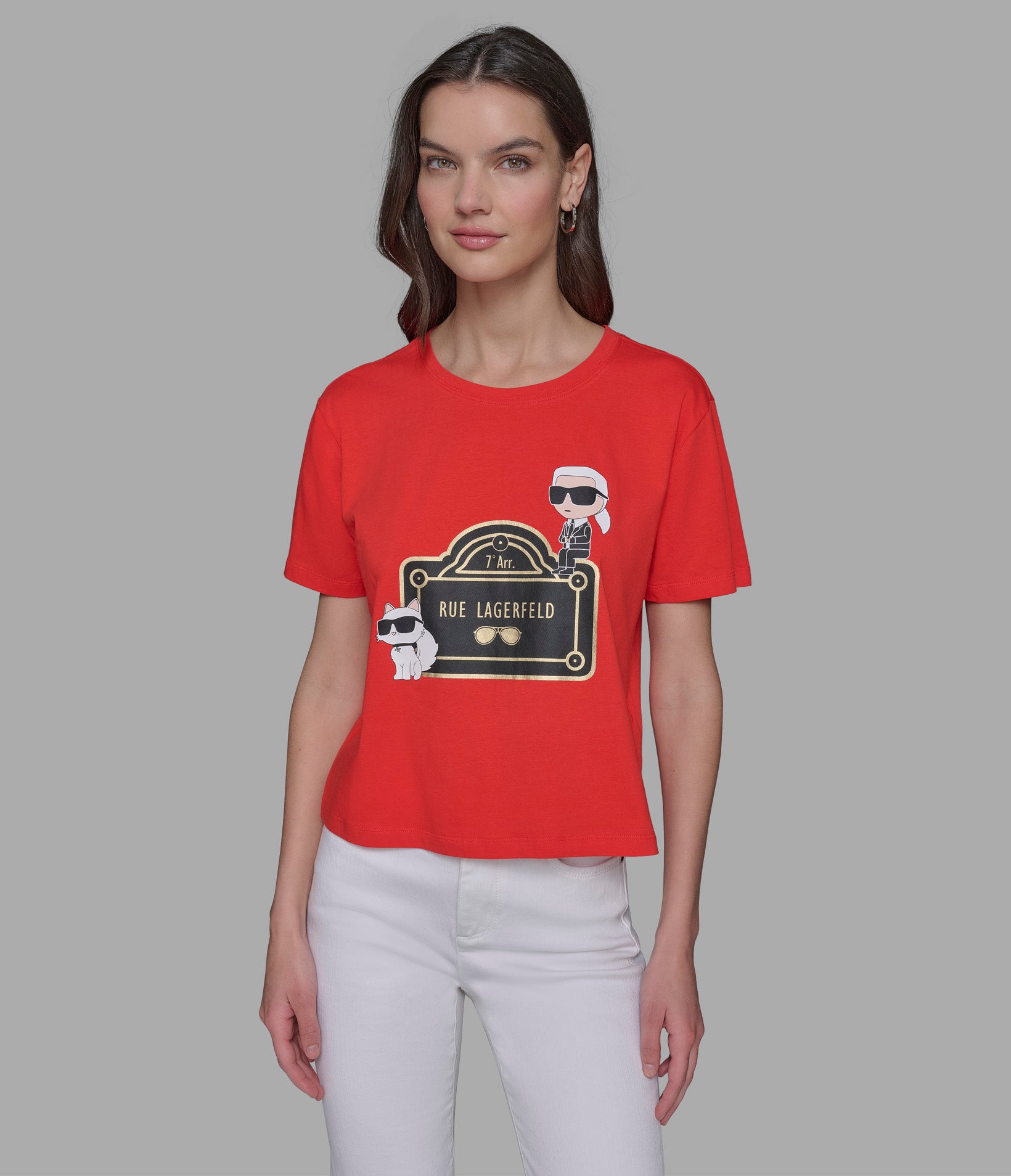 

Футболка с логотипом rue lagerfeld duo KARL LAGERFELD PARIS, красный
