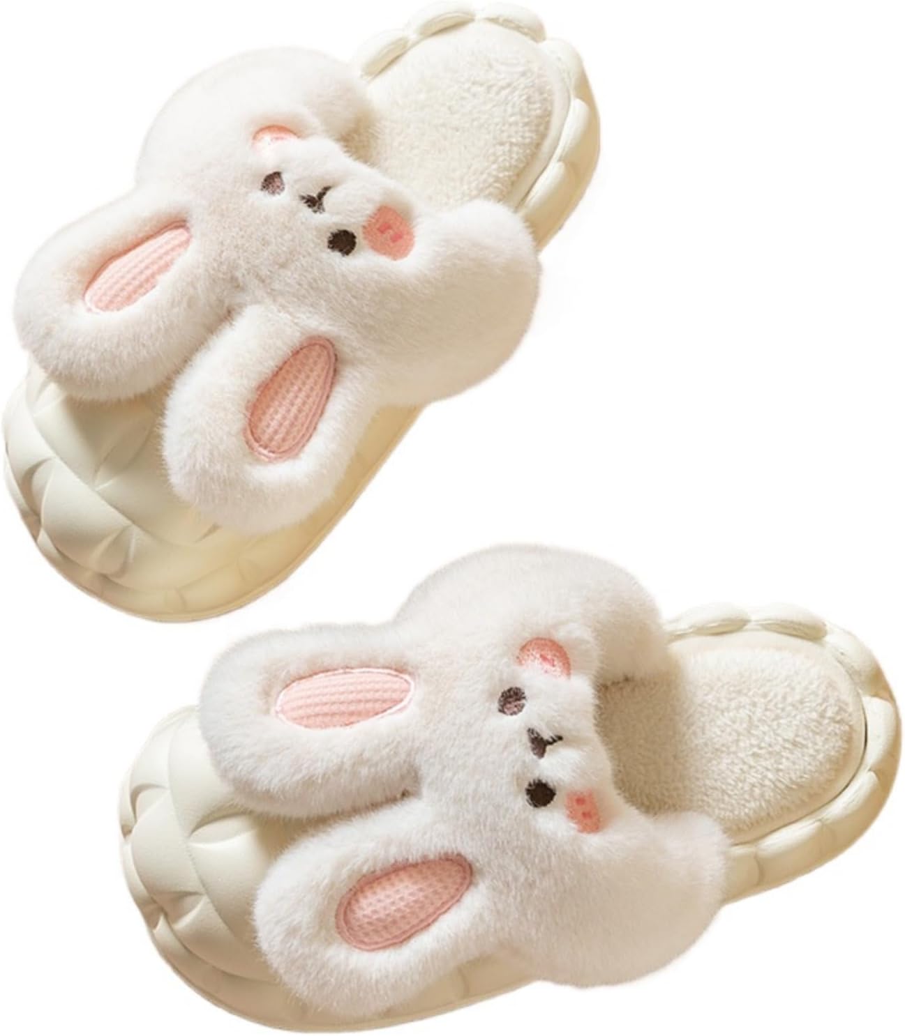 

Милые резиновые тапочки для взрослых женщин и мужчин с животными, плюшевые, забавные, кавайные, пушистые, теплые, мягкие для дома, улицы и спальни Elirar, белый
